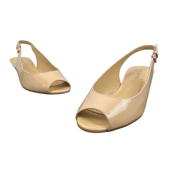 Talbots Womens Buff Brownish Yellow Tilley Sling Peep Toe Wedge Heel Sz 11M-New - Picture 1 of 9
